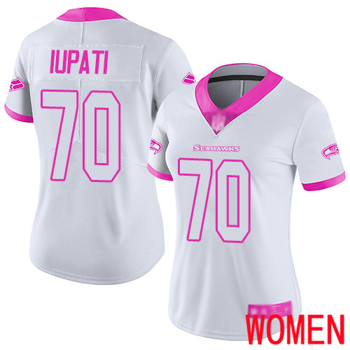 Seattle Seahawks Limited White Pink Women Mike Iupati Jersey NFL Football #70 Rush Fashion->seattle seahawks->NFL Jersey